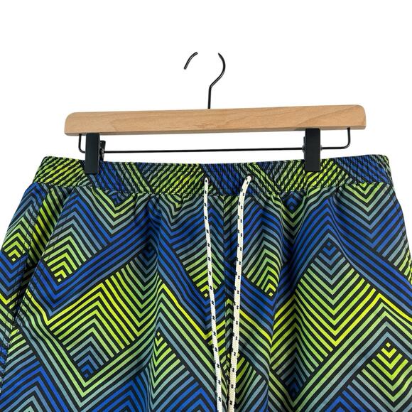 Psycho Bunny Swim Trunks Large Blue Green Adrian Chevron Logo Board Shorts Beach - Picture 6 of 14